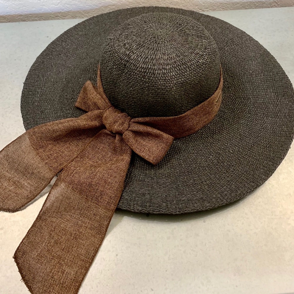 Sun N Sand Black Crochet Floppy Hat with  Bow